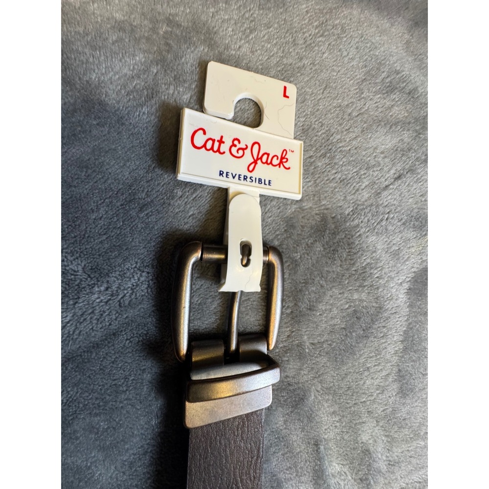 Cat & Jack Kids Reversible Belt Black Brown Gunmetal Buckle Size Large NWT - Picture 5 of 9